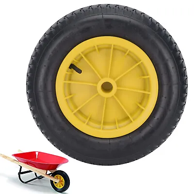 Yellow Wheelbarrow / Launching Trolley Wheel Pneumatic 14  Tyre 3.50 - 8 • £15.59