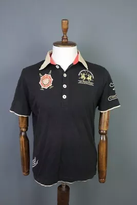 La Martina Black Short Sleeve Cotton Polo Shirt Size L • $49.99