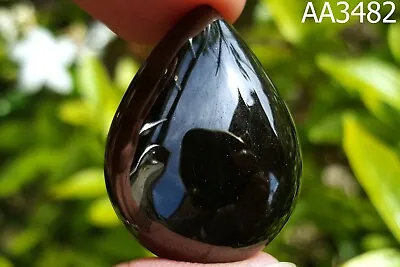 BIG Power Mystic Black Shape Flat Droplet Naga Eye Gem Crystal Thai Amulet #3481 • $35