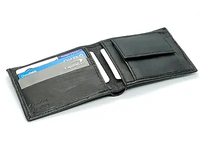 Genuine Leather Men's Bifold Wallet Credit Card Holder Coin Purse Change Pocket • $15.56