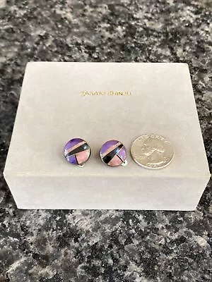 Native American MTT Marie Tsosie Purple Sugilite Sterling Silver Clip Earrings • $65