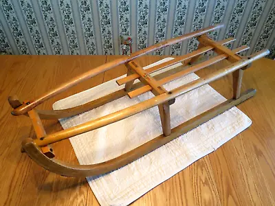 Vintage Antique Wooden Sled With Metal Runners  40  X 14  X 10  W/Partial Label • $84.95