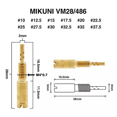 12pcs Idle Jet Slow Pilot Jets 10-37.5 For Mikuni TM VM28/486 HSR42/45/48 Carb • £5.99