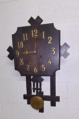 Mission Oak Sessions 8 Day Chime Wall Regulator Clock Working Arts & Crafts • $198