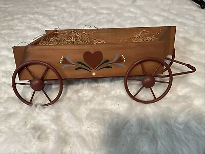 Wagon Home Decor Wood W/ Metal Frame And Wheels. Slanted For Wall Hanging. • $15.20