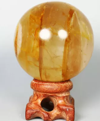 178g NATURAL Yellow PHANTOM MULTI-INCLUSIONS Rainbow CRYSTAL Sphere Ball / Stand • $14.39