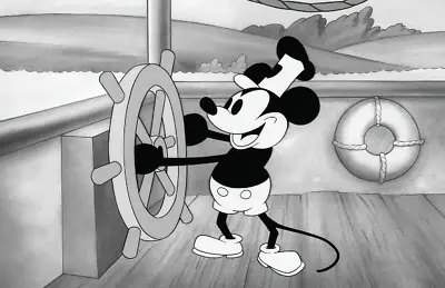 Steamboat Willie Mickey Mouse Black & White Disney Cel Poster Print • $29.99