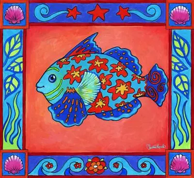 Ceramic Backsplash Tile Mural Fishing Kitchen/Bathroom/Shower - Mosaic Fish • $72