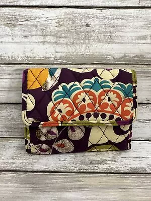 Vera Bradley Trifold  Wallet Retired Snap Closure Plum Crazy Floral Pattern • $19.95