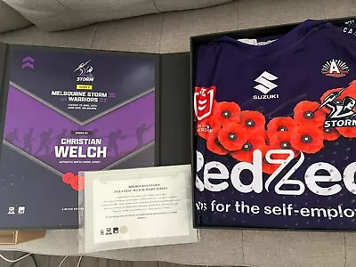 Melbourne Storm ANZAC Day 2023 Match Worn Jersey - Christian Welch - Signed • $1500