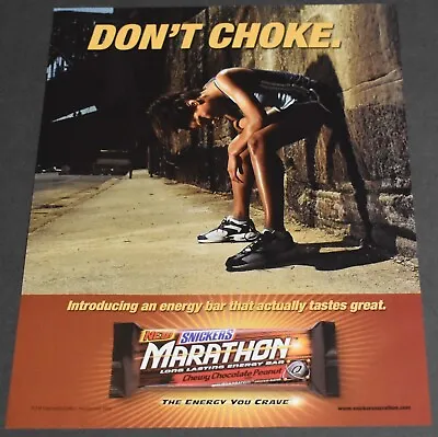 2004 Print Ad Snickers Marathon Energy Bar Chocolate Peanut Butter Lady Runner • $10.98