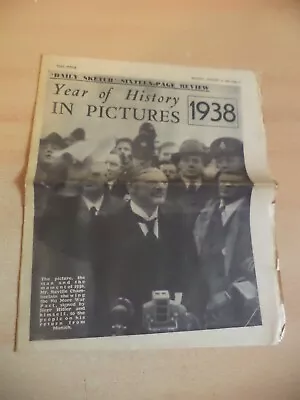 OLD VINTAGE NEWSPAPER 1930s Daily Sketch 1938 YEAR OF HISTORY IN PICTURES Supp • £18.99