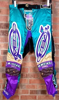 Vintage 1995 Oneal World Force MX Pants Green Purple Mens Size 32x30 • $57