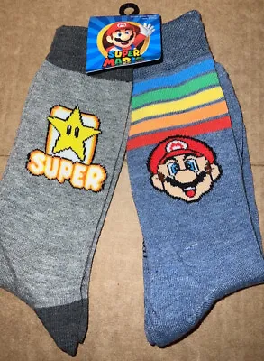 Super Mario Rainbow Pride 2 Pack Mens Crew Socks New • $5.98