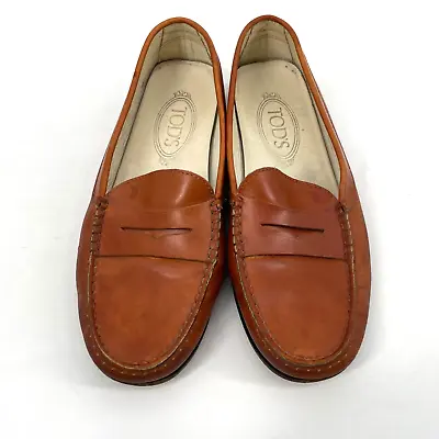 Tods Womens Size 37 Gommino Leather Driving Shoes Loafers Moccasins Brown Solid • $60