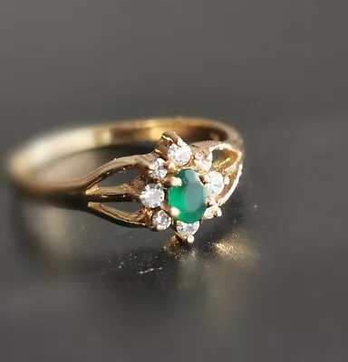 Gold Ring 750 With Emerald And Moissanites • £346.89