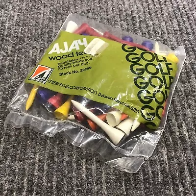 New Sealed Vintage Ajay Wood Golf Tees  1  7/8” 50 Pack Stock No. 20290 • $7.50