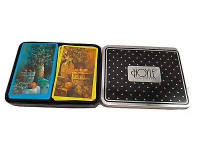 Vintage Hoyle Playing Cards 2 Decks In Metal Tin Made In England Apple Buckets  • $8.50