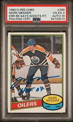 Mark Messier 1980 O-Pee-Chee Signed Rookie Card #289 Auto Graded PSA 10 84730013 • $599