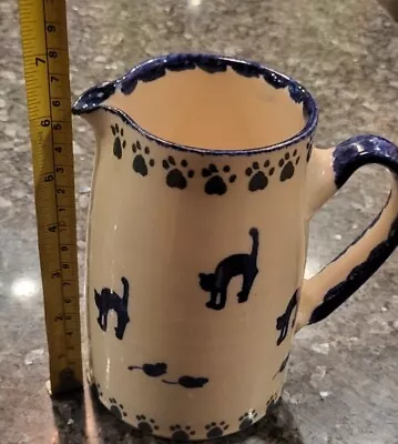 South Lissen Pottery Pitcher With Cat And Mice With Paw Prints Made In Scotland! • £14.38