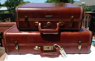Vintage Pair Samsonite Brown Suitcases MCM No Keys • $19.94
