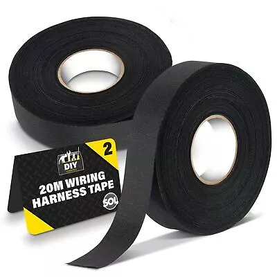 2pk X 20M Wiring Harness Tape 19mm | Adhesive Fabric Loom Cloth Car Insulation • £5.99