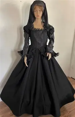 Elizabethan Mourning Twelfth Night Olivia Shakespeare Dress & Headpiece Yr Size • $160