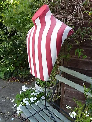 £75 • Buy Vintage 1950's Red White Stripe Fabric Adjustable Metal Mannequin Display Stand 