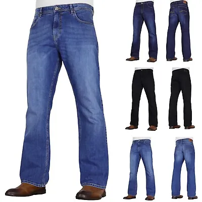 £24.99 • Buy CROSSHATCH Mens Stretch Bootcut Fit Jeans Flared Denim Basic Pant 70's Trousers
