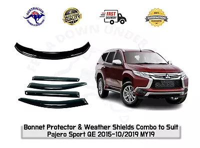 Bonnet Protector & Weather Shields Combo Suit Mitsubishi Pajero Sport QE 2015-19 • $115.56