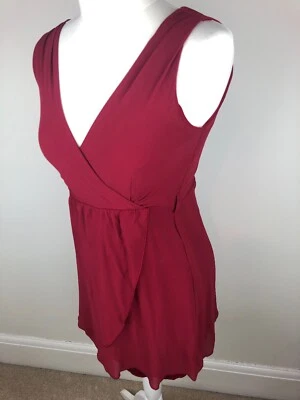 Wal G From Topshop Wine Red Lined Wrap Style Dress In Size Small 8 10 • £4.20