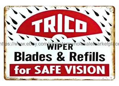 TRICO BLADES REFILLS Wiper Safe Vision Metal Tin Sign Bedroom Design Ideas • $18.94