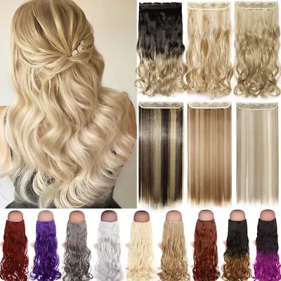 One Piece Real Thick Clip In Hair Extensions Full Head Natural As Human Blonde H • $15.20