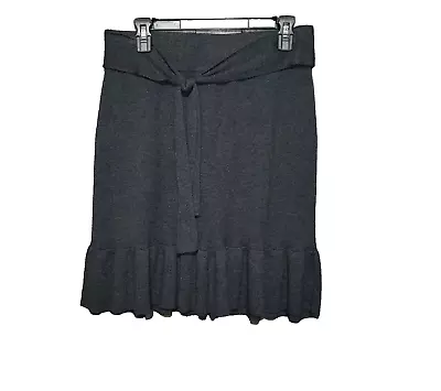 Ann Taylor Factory LP PL Gray Tie Sweater Ruffle Skirt Pull On Midi Knee Petite • $19.79