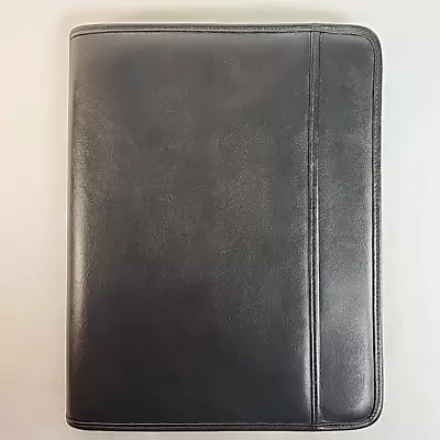 Black Professional Business Leather Like  Portfolio Organizer Folder Zips • $15.50
