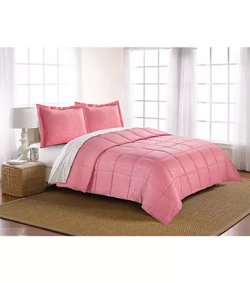 Living Quarters Reversible Microfiber Down-Alternative Coral/Pink Comforter • $20