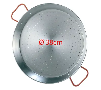 POLISHED STEEL PAELLA PAN  Paellera SPAIN Valenciana  38cm • £15.85