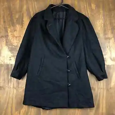 Vintage Mulberry Street Womens Jacket Black Overcoat Wool Dark Academia 14 • $20