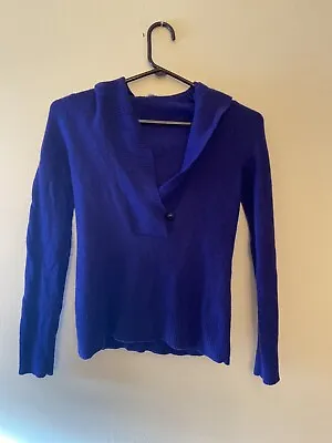 J Crew Womens Hooded Sweater Size Small Wool Cashmere Blend Blue Long Sleeve • $38