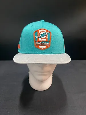 Miami Dolphins Current Rubber Logo Aqua With Grey Brim Snapback Hat • $19.99