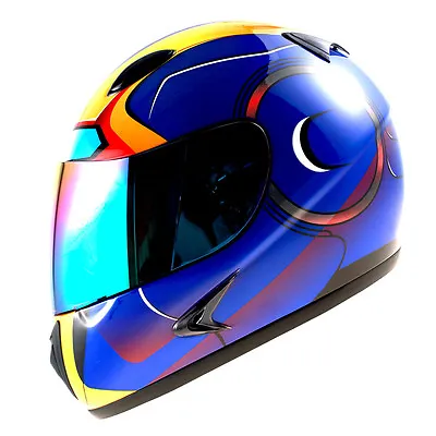 Youth Full Face Motorcycle Helmet MX BMX ATV Dirt Bike Kids Bike Iron Man Blue • $623.77