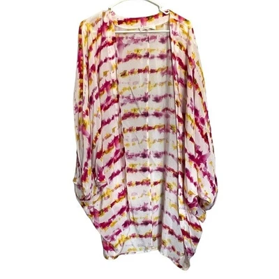 $30 • Buy Anthropologie OS Dip Dye Dolman Kimono Duster Cardigan Pink White Yellow