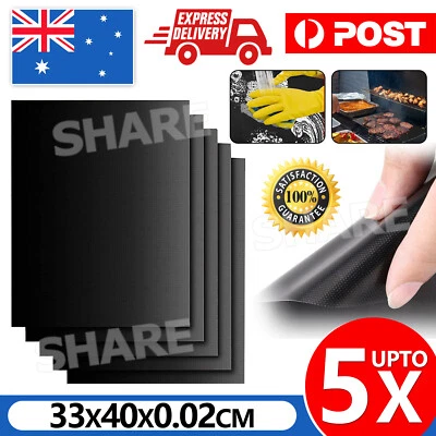 5Pcs Reusable BBQ Grill Mat Bake Sheet Resistant Meat Barbecue • $4.45