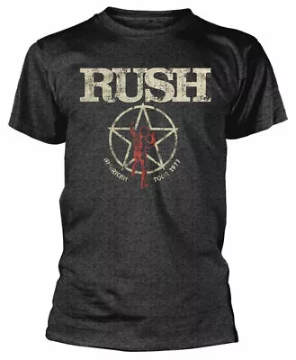 Rush T Shirt American Tour 1977 Official Licensed Grey Mens Tee Rock Metal Merch • £16.28