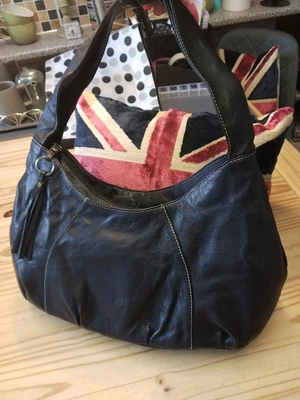 £14 • Buy Osprey Leather Slouch Bag Handbag Large Black Shoulder Strap 