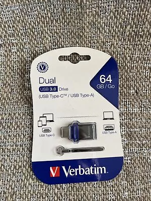 Verbatim 64GB Store ‘n’ Go Dual USB Flash Drive For USB-C Devices - Blue • $10