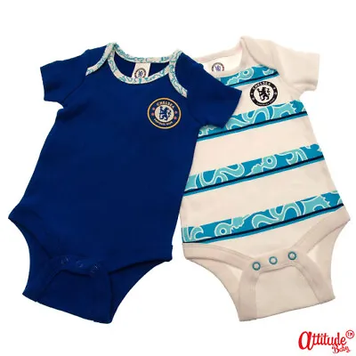 Chelsea Baby Grows-2 In A Pack-Official-2 Chelsea Bodysuits-Chelsea Baby Gifts • £18