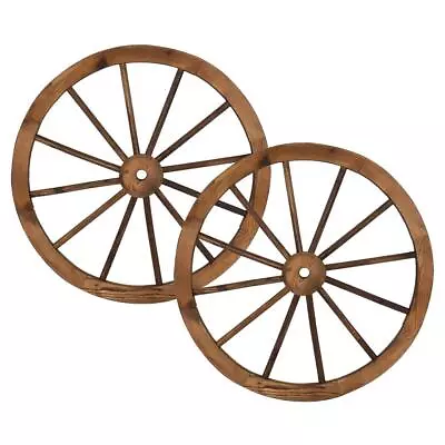 Set Of 2 30'' Decorative Vintage Wood Wagon Wheel Wall Decoration Home Decor • $46.90