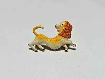 Small Vintage Enameled Lion Brooch Signed Korea • $10