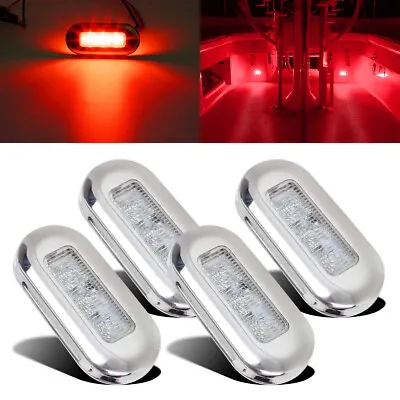 4x Red 3LED Marine RV Boat Yacht Courtesy Light Deck Cabin Walkway Stair Lights • $14.98